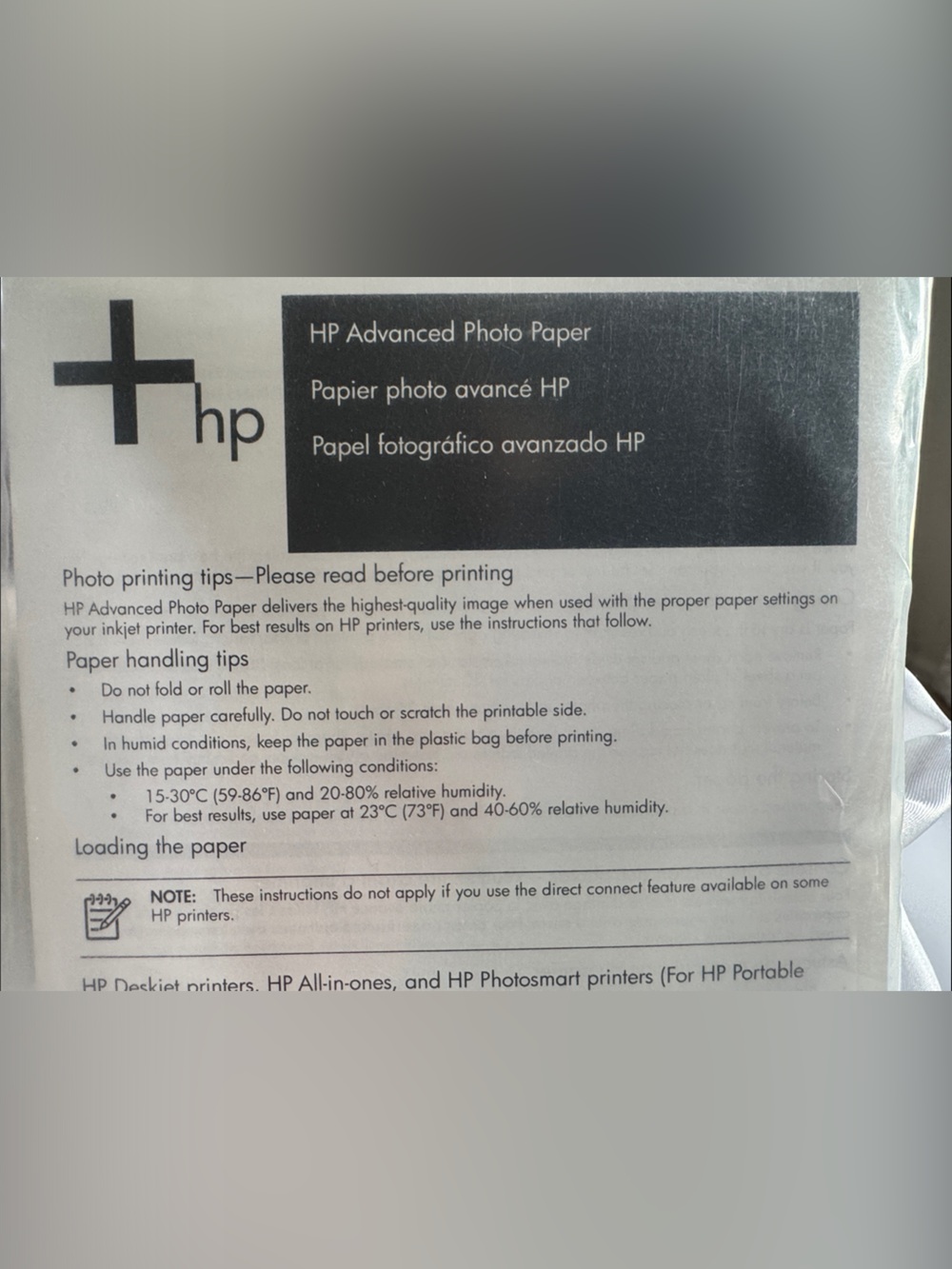 HP White Photo Paper Pack - HP Advanced 5x7 UNOPENED - Picture 3 of 4
